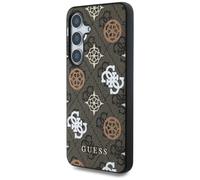 Étui Guess 4G Printed Colored Peony Pattern MagSafe pour Samsung Galaxy S25 marron
