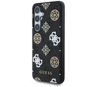 Étui Guess 4G Printed Colored Peony Pattern MagSafe pour Samsung Galaxy S25 noir