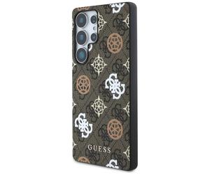 Étui Guess 4G Printed Colored Peony Pattern MagSafe pour Samsung Galaxy S25 Ultra marron