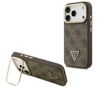 Etui Guess 4G PU Triangle Logo & Stand Camera Magsafe do iPhone 17 Pro br?zowy