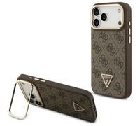 Etui Guess 4G PU Triangle Logo & Stand Camera Magsafe do iPhone 17 Pro Max br?zowy