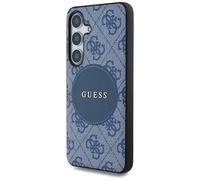 Étui Guess 4G Round Patch Classic Logo MagSafe pour Samsung Galaxy S25+ bleu