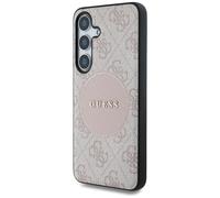 Étui Guess 4G Round Patch Classic Logo MagSafe pour Samsung Galaxy S25 rose