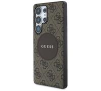Étui Guess 4G Round Patch Classic Logo MagSafe pour Samsung Galaxy S25 Ultra marron