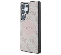 Étui Guess 4G Round Patch Classic Logo MagSafe pour Samsung Galaxy S25 Ultra rose