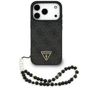 CG MOBILE Guess 4G Courroie avec logo triangulaire compatible avec MagSafe Coque pour iPhone 17 Pro (noir)