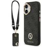 Étui Guess 4G Strass Logo & Big Strap Metal Buttons MagSafe pour iPhone 17 noir