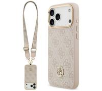 Étui Guess 4G Strass Logo & Big Strap Metal Buttons MagSafe pour iPhone 17 Pro Max rose