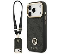 Étui Guess 4G Strass Logo & Big Strap Metal Buttons MagSafe pour iPhone 17 Pro noir