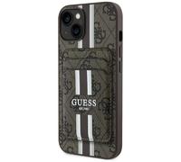 Étui Guess 4G Stripes avec portefeuille Magsafe pour iPhone 15 marron