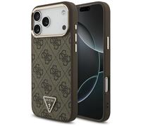 CG MOBILE Guess Logo triangulaire 4G compatible avec coque MagSafe pour iPhone 18 Pro Max / 17 Pro Max (Marron)