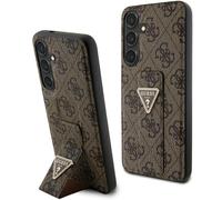 GUESS GUHCS24SPGS4TDW Coque pour S24 S921 Marron Coque Rigide Grip Stand 4G Triangle Strass