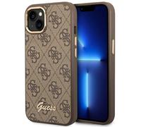 Etui Guess do iPhone 14 6,1 br?zowy/brown hard case 4G Vintage Gold Logo