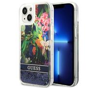 Etui Guess do iPhone 14 6,1 niebieski/blue hardcase Flower Liquid Glitter