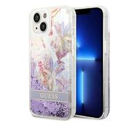 Etui Guess do iPhone 14 Plus 6,7 fioletowy/purple hardcase Flower Liquid Glitter