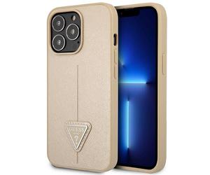 Etui Guess do iPhone 14 Pro 6,1 be?owy/beige hardcase SaffianoTriangle Logo