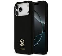 Étui Guess en silicone avec logo strass et MagSafe 4G pour iPhone 17 Pro Max, noir
