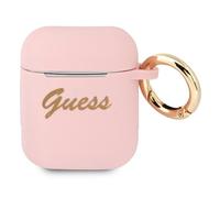 Étui Guess en silicone rose vintage avec inscription pour AirPods 1