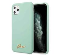 Étui Guess en silicone Vintage Gold Logo pour iPhone 11 Pro, vert