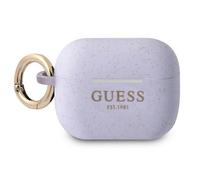 Étui Guess en silicone violet à paillettes pour AirPods Pro
