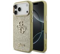 Étui Guess Fixed Glitter Big 4G Metal Frame pour iPhone 17 Pro Max or