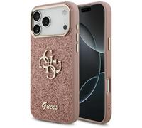 Étui Guess Fixed Glitter Big 4G Metal Frame pour iPhone 17 Pro Max rose