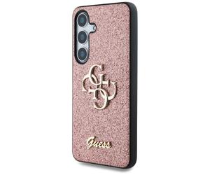Étui Guess Fixed Glitter Big 4G Metal Logo pour Samsung Galaxy S25 rose