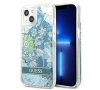 Étui Guess Flower Liquid Glitter pour iPhone 13, vert