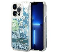 Étui Guess Flower Liquid Glitter pour iPhone 14 Pro Max, vert