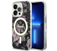 Coque Guess MagSafe Fleur Noire pour iPhone 14 Pro
