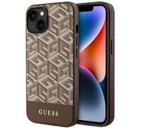 Étui Guess GCube Stripes pour iPhone 14 Plus MagSafe, marron