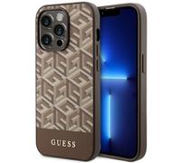 Étui Guess GCube Stripes pour iPhone 14 Pro MagSafe, marron