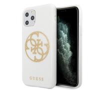 Étui Guess Glitter 4G Circle Logo pour iPhone 11 Pro Max, blanc