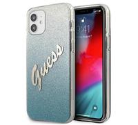 Étui Guess Glitter Gradient Script pour iPhone 12 mini, bleu