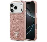 Etui Guess Glitter Triangle Logo MagSafe do iPhone 17 Pro ró?owy