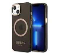 Étui Guess Gold Outline Translucent MagSafe pour iPhone 13, noir