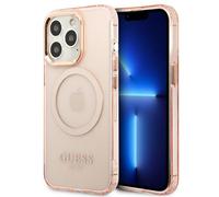 Étui Guess Gold Outline Translucent MagSafe pour iPhone 13 Pro Max, rose