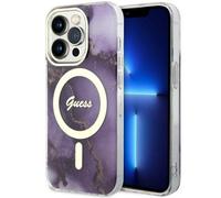 Étui Guess Golden Marble MagSafe pour iPhone 14 Pro violet