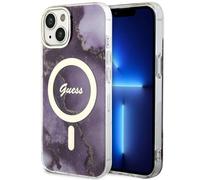 Étui Guess Golden Marble MagSafe pour iPhone 14 violet