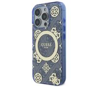 Étui Guess Gpour iPhone 16 Pro 6.3 bleu étui rigide IML Peony On 4G Background MagSafe