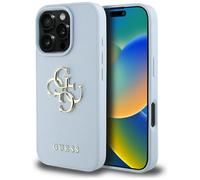 Etui Guess Grained Big 4G Logo Small Classic Logo do iPhone 16 Pro niebieski