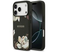 Etui Guess Grained Flowers Classic Logo MagSafe do iPhone 17 Pro czarny