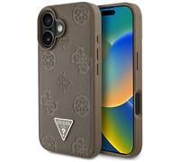 Étui Guess Grained Hot Stamp Peony Triangle Logo MagSafe pour iPhone 16 marron
