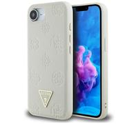 Étui Guess Grained Hot Stamp Peony Triangle Logo MagSafe pour iPhone 16e beige