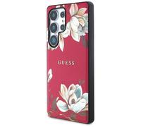 Étui Guess Grained Printed Flower Pattern MagSafe pour Samsung Galaxy S25 Ultra fuchsia