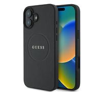 Étui Guess Grained Ring MagSafe pour iPhone 16 Plus noir