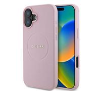 Étui Guess Grained Ring MagSafe pour iPhone 16 Plus (rose)