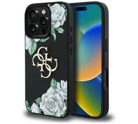 Étui Guess Grained Roses Big 4G logo pour iPhone 16 Pro Max noir