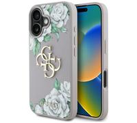 Étui Guess Grained Roses Big 4G logo pour iPhone 16 violet