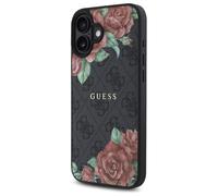 Étui Guess GUHMP16P4ROPEMCK iPhone 16 6.1 noir étui rigide 4G Flowers Print MagSafe